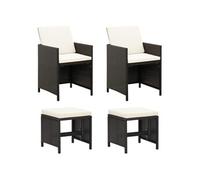 Vidaxl Jeu De Chaise Et Tabouret De Jardin 4 Pcs Résine Tressée Noir Noir