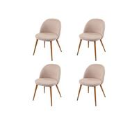 4x chaise de salle à manger HWC-D53, fauteuil, style rétro années 50, en tissu beige