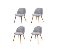 4x chaise de salle à manger HWC-D53, fauteuil, style rétro années 50, en velours gris clair