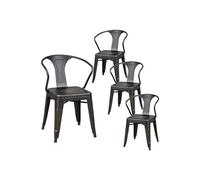 Lot de 4 chaise H. 79 cm non empilable non pliable en acier interieur gris
