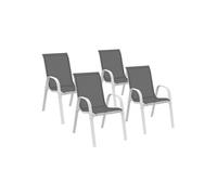 Lot de 4 chaise H. 84 cm empilable non pliable exterieur en metal gris
