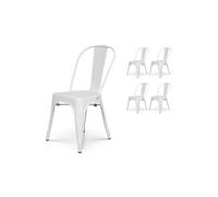 Lot de 4 chaise H. 85 cm empilable non pliable interieur en metal blanc