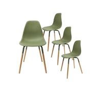 AltoBuy FLUK - Lot de 4 Chaises Polypropylène Vert et Bois