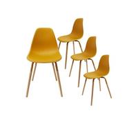 Lot de 4 chaise H. 85 cm non empilable non pliable interieur en bois jaune
