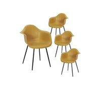 AltoBuy OMER - Lot de 4 Chaises Coque Accoudoirs Jaunes Piètement Métal