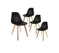 Lot de 4 chaise H. 86 cm empilable non pliable interieur en bois massif noir