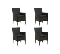 Vidaxl Chaises De Jardin Avec Coussins 4 Pcs Résine Tressée Noir Noir