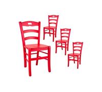 Lot de 4 chaise H. 88 cm non empilable non pliable en bois interieur rouge