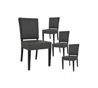 Lot de 4 chaise H. 88 cm non empilable non pliable en bois massif interieur gris