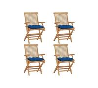 Lot de 8 Chaises de Jardin avec Coussins Sièges Blanc Crème Teck Massif vidaXL