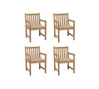 Vidaxl Chaises De Jardin Lot De 4 Et Coussins Beige Bois Teck Solide