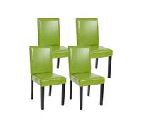 Lot de 4 chaises de séjour Littau simili-cuir, vert, pieds foncés