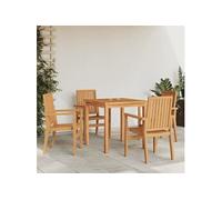 Lot de 4 chaise H. 91 cm empilable non pliable exterieur en teck marron