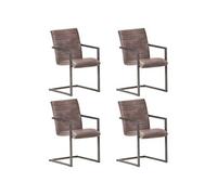 Vidaxl Chaises De Salle À Manger Cantilever 4pcs Marron Cuir Véritable Marron