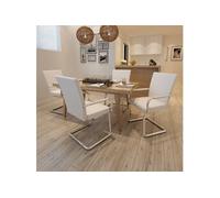 2x Chaise à Dîner Cantilever Similicuir Blanc Chaises de Cuisine Salon vidaXL