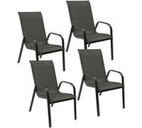 Lot de 4 chaise happy garden en aluminium empilable non pliable H. 92.5 cm exterieur gris Gris G
