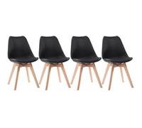 Happy Garden Chaises NORA scandinaves avec coussin – Lot de 4 noires