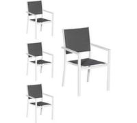 Lot de 4 chaise happy garden H. 90 cm non empilable non pliable exterieur en aluminium gris Blanc G