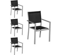 Lot de 4 chaise happy garden H. 90 cm non pliable exterieur en aluminium gris Gris G