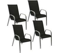 Happy Garden Lot de 4 chaises de Jardin Marbella - Textilène Noir et Aluminium Gris