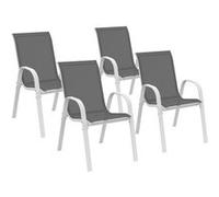Lot De 4 Chaises De Jardin Lyma Métal Et Textilène Empilables Blanc Et Gris Gris