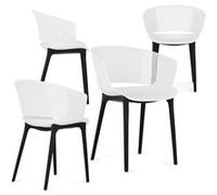 lot de 4 chaises de jardin OLINDO blanc, chaise d'extérieur pour terrasse avec protection anti-UV