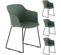 Lot de 4 chaise idimex H. 82 cm non pliable en plastique exterieur vert vert G