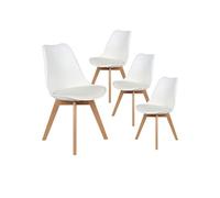 Lot de 4 chaise interieur non empilable non pliable en bois massif H. 83 cm blanc