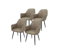 Ensemble De 4 Chaises De Salle À Manger, Gris Beige, Avec Dossier Et Accoudoirs