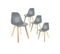 Lot de 4 chaise interieur non empilable non pliable H. 86 cm en bois massif gris