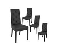 TREVI - Lot de 4 Chaises Simili Noir et Pieds Laqués