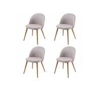 4x chaise de salle à manger HWC-D53, fauteuil, style rétro années 50, en tissu gris clair