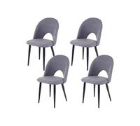 4x chaise de salle à manger HWC-D73, chaise de cuisine, tissu/textile gris foncé