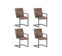 Vidaxl Chaises De Salle À Manger Cantilever 4pcs Marron Cuir Véritable Marron