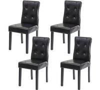 4x chaise de salle à manger HWC-E58 fauteuil ~ similicuir noir pieds foncés