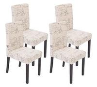 Generique - Lot de 4 chaises de salle à manger Littau - Tissu Words Fabric crème - Pieds foncés