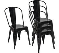 4x chaise de bistro HWC-A73, chaise empilable, métal, design industriel noir