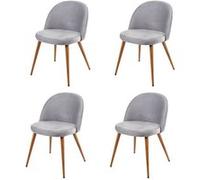4x chaise de salle à manger HWC-D53, fauteuil, style rétro années 50, en velours gris clair