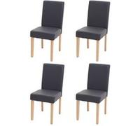 Mendler Chaise de salle à manger Littau – simili cuir gris mat, pieds clairs, lot de 4