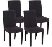 Lot De 4 Chaises De Séjour Littau Tissu Noir Gris, Pieds Foncés Multicolore