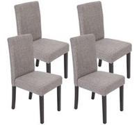 Lot de 4 chaises de séjour Littau tissu gris, pieds foncés