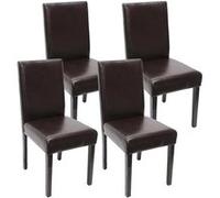 Chaise de séjour - Littau - Lot de 4 - Cuir reconstitué - Marron - Pieds foncés