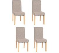 Mendler Lot de 4 chaises de séjour Littau - Tissu Gris, Pieds clairs