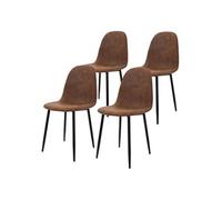 ML-Design – Lot de 4 chaises de salle à manger H. 87 cm, pieds métal, assise simili PU, marron