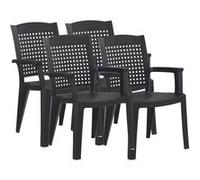 PEGANE Lot de 4 chaises de Jardin empilables en résine Coloris Gris - Longueur 59 x Profondeur 60 x Hauteur 87 cm
