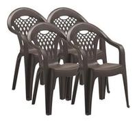 PEGANE Lot de 4 chaises de Jardin empilables en résine Coloris Marron - Longueur 58 x Profondeur 54 x Hauteur 86 cm