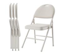 Lot de 4 Chaise pliante légère exterieur/intérieur,Chaise pliable avec rembourrée,Cadre Métallique,jusqu'à 150Kg,Siège pliant/Chaise jardin pour Camping,Balcon,plage,Salle à manger(88x50x47cm,Beige)