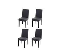 Mendler Chaise de salle à manger Littau Similicuir gris mat Pieds foncés Lot de 4