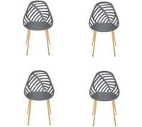 Lot de 4 Chaises - HOME DECO FACTORY - Alameda - Ajourées - Grises