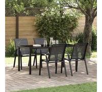 Lot de 4 chaise vidaxl en acier empilable non pliable exterieur H. 89 cm noir Noir G